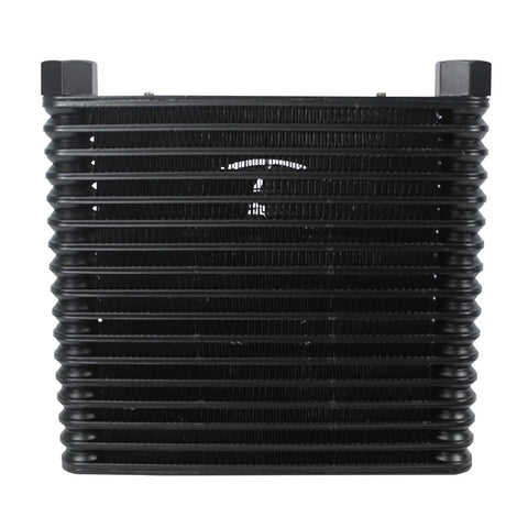 Front view of a Heavy Duty Hydraulic Radiator Oil Cooler with Air Cooling Plate and Pin Heat Exchanger for Industrial Systems, black fins