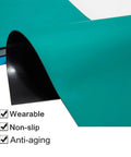 Side view of green rubber ESD soldering mat roll, 23.7 x 118 in, anti-static high-temperature desk mat