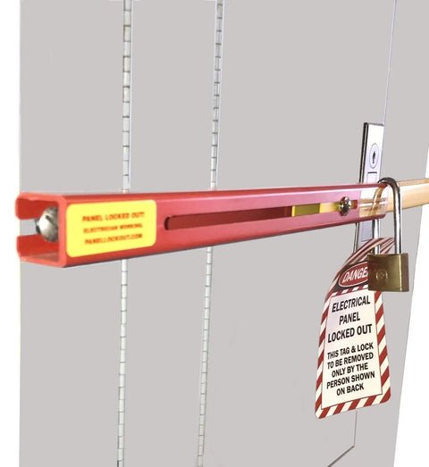 Panel Lockout Kit With Pouch Pro Grade OSHA Compliant Lockout Tagout For Electrical Panels Made In USA Keeps Circuit Breakers Locked Off Prevents Panel Cover Removal Includes Clips For Panels Without Screws installed on panel