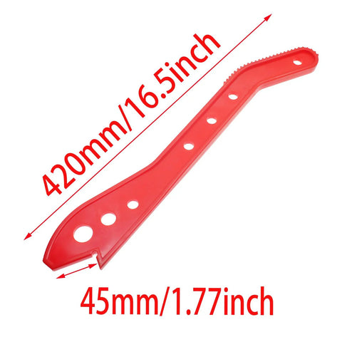 Table Saw Push Stick 16.5 Inch Long Pro Grade Protective Push Handle, red ABS, with length and width measurements.