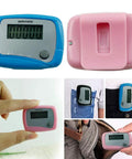 Red Portable Mini Digital LCD Pedometer That Tracks Steps Distance Calories Burned Exercise Time And Daily Target With Accurate Sensor Tech For Walking Running And Fitness On The Go, compact plastic clip-on