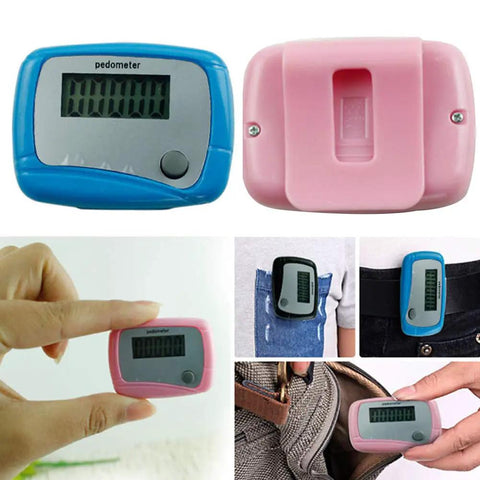 Red Portable Mini Digital LCD Pedometer That Tracks Steps Distance Calories Burned Exercise Time And Daily Target With Accurate Sensor Tech For Walking Running And Fitness On The Go, compact plastic clip-on