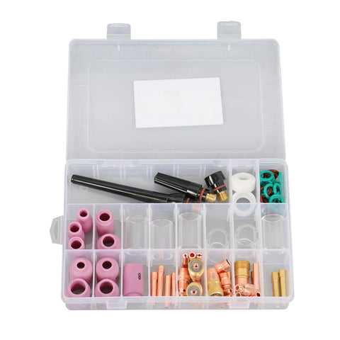 81 Piece TIG Welding Torch Accessories Kit With Stubby Gas Lens, Alumina Nozzles Twelve, Glass Cups For WP17 WP18 WP26 Torches