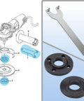 Heavy Duty Three Pack Angle Grinder Flange Nut And Wrench Set for 4.5 5 and 7 Inch Grinders, high carbon steel parts.