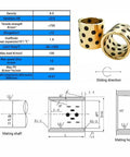 Ten Pack Brass Sleeve Bearings With Oilless Self Lubricating Graphite Core specifications and diagrams for heavy duty machinery.