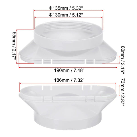 Exhaust Hose Adapter For Portable Air Conditioners, 5.3 Inch Diameter Window Adapter Tube Connector with measurements