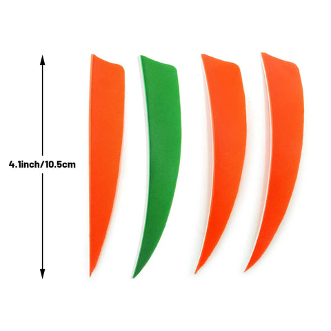 4 Inch Right Wing Shield-Cut Feather Fletching Pack Premium 100 Percent Natural Feathers Orange And Green 60-Count Glue-On