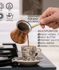 Turkish Coffee Pot For Stovetop Copper Water Boiler And Milk Warmer Even Heat And Quick Brew Handcrafted Copper Craft 6.5 Oz