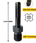 Heavy Duty Five Eighths Inch To Eleven UNC SDS Plus Shank Adapter For Hammer Drills And Core Drill Bits With Secure Fit Arbor Shaft Attachment