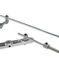 Universal Tri Power Throttle Linkage Kit Featuring Adjustable Drilled Arms For Roll Smooth Carburetor Hookups compatible parts in polished metal.