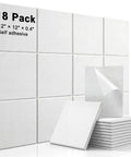 Square Acoustic Panels 12 By 12 By 0.4 Inches High Density Polyester Sound Absorbing Panels With Self Adhesive, 18 Pack White