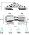 Detailed image of Rotating Concealed Cabinet Hinges For Doors No Drill Invisible Hinge With Hydraulic Action Cold Rolled Steel.
