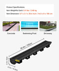 Six 39 Inch Trench Drain Channel System With Plastic Grate For Driveways And Gardens, HDPE black water channel dimensions.