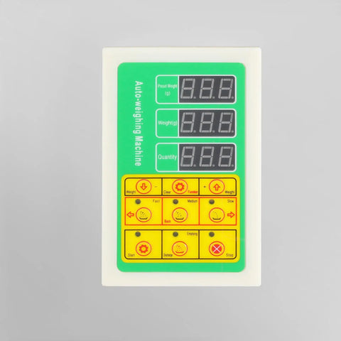 Smart Automatic Filling Machine Comes With Adjustable Digital Gram Scale control panel displaying measuring functions and buttons.