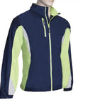 Hi Tech Performance Golf Jacket With Lightweight Waterproof Shell And Taped Seams, breathable mesh, Full Zip, True Navy Lime Light Gray