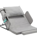 Electric Adjustable Bed Backrest With Safety Rails featuring a gray foam design and control pocket