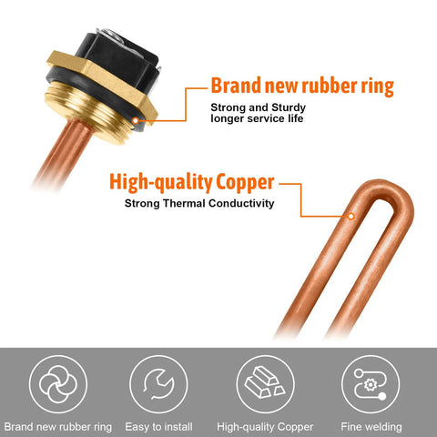 9KW 240V Tankless Water Heater Heating Element Replacement For EcoSmart Eco 18 24 27 36 Electric Models, rubber ring