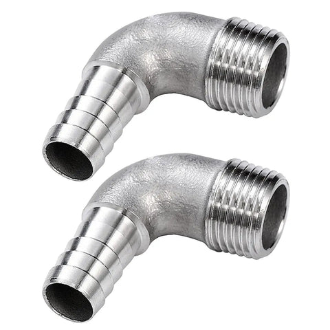 Stainless Steel Elbow Fitting Three Quarters Inch Hose Barb To Three Quarters Inch Male NPT For Homebrew Systems Pack Of Two