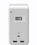 Front view of Under Desk Mount Power Station With 6 Outlets And 1080 Joules Of Surge Protection, USB C Plus Two USB A Ports, White Finish