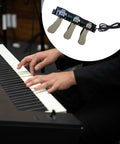 3 Pedal Board For Digital Pianos With Non Slip Lightweight Replacement Sustain Pedal shown with hands playing keyboard
