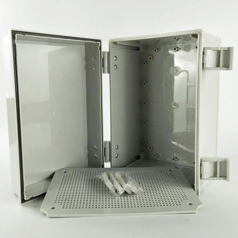 Open view of Dustproof Waterproof IP65 Junction Box in ABS Plastic with drill-friendly design, lockable enclosure.