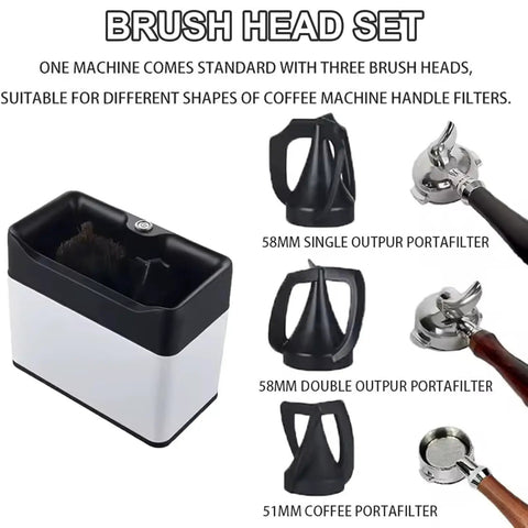 Brush head set for Elite Electric Portafilter Cleaner For Coffee Grounds Shakes Pucks Loose In A Flash With Dual Spin Brushes Plus The Matched Knock Box Included No Sweat.