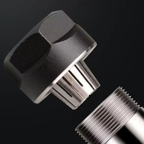 Close-up of Collet Clamping Nut Set For ER11A Type M14 CNC Chuck Lathe Milling Tool Holder, alloy steel detail.