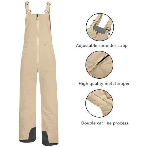 Women's Sleeveless Ski Bibs Snow Pants For Winter Cozy Fit Lightweight Breathable Polyester With Spandex Adjustable Shoulder Straps