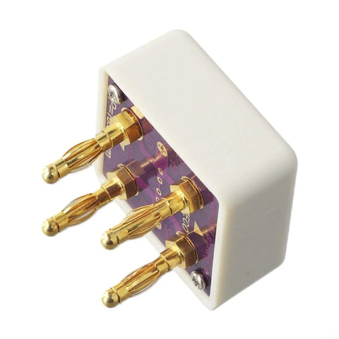 Pro Grade 4 Wire Short Socket Resistance Calibration Tool With Gold Plated Banana Connectors and PCB Assembly, angled view