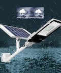 JUDYSSY Led Solar Street Light with solar panel, mounted in rain, waterproof aluminum design, suitable for outdoor use.