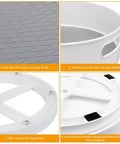 Close-up of 360 Degree Rotating Lazy Susan Turntables Two Size Pack with non-slip surface and handles, white BPA-free material.