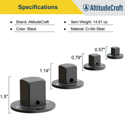 Low Profile Impact Socket Adapter Set For Tight Spaces Lets You Convert Drive Sizes From Three Eighths To Half Inch And From One Quarter To Three Eighths And From Three Quarters To One Inch And From One Half To Three Quarters Four Pack For Pros in Cr-Mo steel