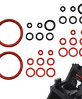 30 Piece Silicone O Ring Kit for Espresso Machines, DIY Repair Seal Set, red and black O rings, boiler outlet visible