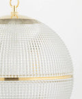 Straight Killer One Light Ceiling Pendant With Distressed Bronze Brass Frame And Textured Glass Dome close-up view of textured glass dome