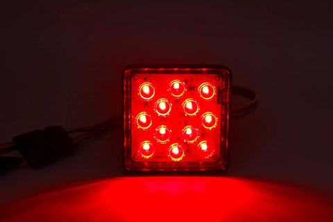 Trailer Hitch Cover With 12 LED Lights For Brake And Tail Light Functions, 12V Running And Brake Light, Fits 2x2 Inch Receiver lit up