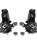 Front Left Steering Knuckle Wheel Bearing Hub Assembly For Ford Focus 2012 2018 2.0L L4 Electric Hatchback Sedan Direct Fit Bolt On OE Substitute For Smooth Steering And Ride, showing two steel assemblies and bearings