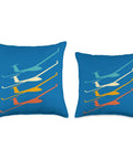 Blue throw pillow with colorful glider design, Glider Pilot Throw Pillow For Sailplane Lovers And Club Flyers Comfy Aero Tow Crew Gift.