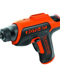 4V Max Cordless Electric Screwdriver With 180 RPM 8 Bits And Rotating Bit Cartridge Built In Storage LED Light For Quick Bit Access Batteries Included Perfect For Home DIY Projects, side view