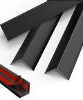 Premium Aluminum L Molding Corner Guards With Right Angle Three Piece Set Heavy Duty Metal Edge Trim in black, showcasing adhesive backing.
