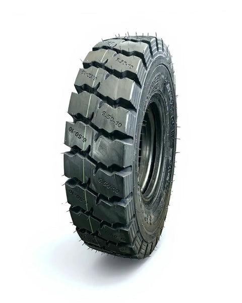 Heavy Duty 6.50-10 Forklift Tire 10 Ply Tube Type With Full Tube And Flap Insert, showcasing thick tread and durable material.