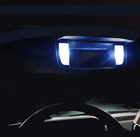 Interior LED Lighting Kit 10 Piece For Toyota Tacoma All Model Years 2005 Through 2022 lit map lights view from driver seat