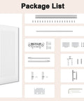 Package contents of 36x84 Concealed Barn Door With Soft Close Hardware Kit, 1 Panel Reeded White Primed Solid Core Hidden Door