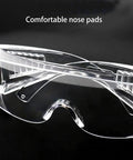 Clear Safety Glasses For Lab Work With Anti Fog Coating, Splash Proof Goggles, over-glasses design shown with durable PC lenses