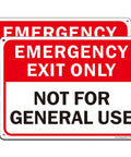 2 Pack Emergency Exit Only Sign Not For General Use Clear As Day Warning Label in bold red and black lettering.