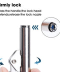 Close-up of locking mechanism on Grease Coupling Kit With 30cm Hose For Auto And Machinery Maintenance Flexible Reach One Hand Handle Enhanced Sealing Garage Ready Industrial Lubrication Applicator For Tight Spaces.