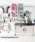 Heavy Duty Workhorse Automatic Pet Bottle Filling Machine For Two Ounce Energy Drinks And Shot Bottles with gummy candy bottles.
