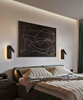 Two In One LED Wall Lamp And Reading Light Sconces For Bedroom So Cozy Bedside Plug In Set Of Two Black 3W 6W installed over bed