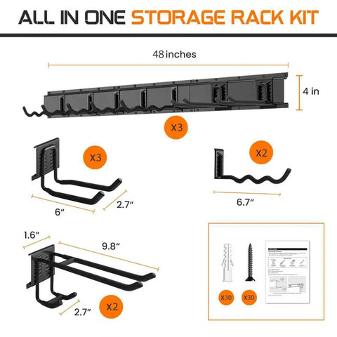 48 Inch Garage Tool Organizer Wall Mount Tough As Nails Heavy Duty Storage Rack With Adjustable Hooks Holds Up To 520lbs Metal Construction