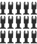 Fifteen Piece Oscillating Saw Blade Set With 44mm Plunge Cut High Carbon Steel Depth Scales arranged in rows.