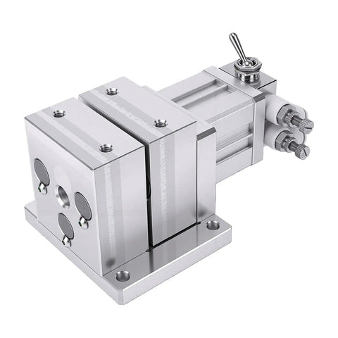 Heavy Duty Pneumatic Vise For CNC Milling And Grinding With 3mm Stroke And 40kg Thrust, aluminum body, secured metal workholding.